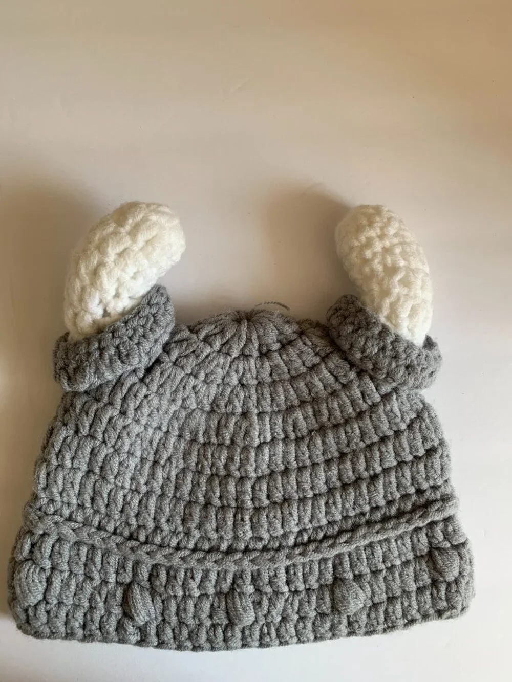 Handmade crochet baby viking hat
